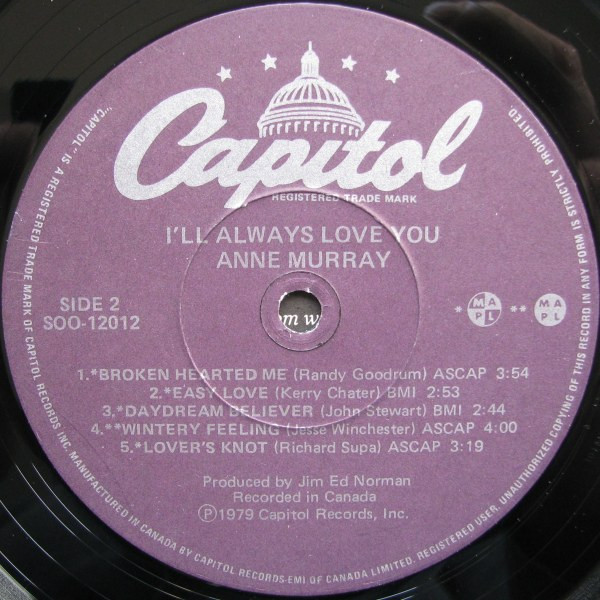 Anne Murray - I'll Always Love You | Capitol Records (SOO-12012) - 4 Anne Murray - I'll Always Love You | Capitol Records (SOO-12012) - 4