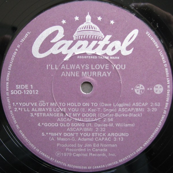 Anne Murray - I'll Always Love You | Capitol Records (SOO-12012) - 3 Anne Murray - I'll Always Love You | Capitol Records (SOO-12012) - 3