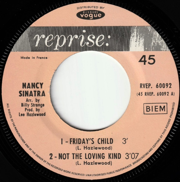 Nancy Sinatra - Friday's Child | Reprise Records (RVEP 60 092) - 3