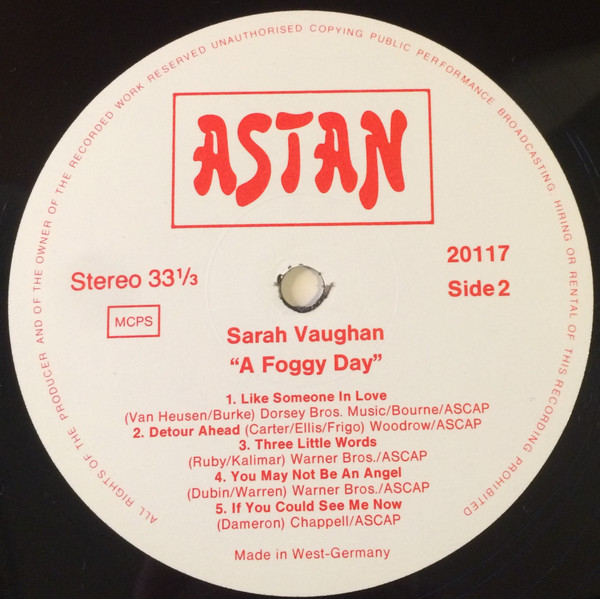 Sarah Vaughan - A Foggy Day | Astan (20117) - 4 Sarah Vaughan - A Foggy Day | Astan (20117) - 4