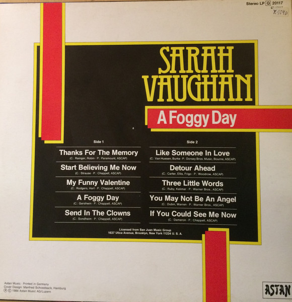 Sarah Vaughan - A Foggy Day | Astan (20117) - 2 Sarah Vaughan - A Foggy Day | Astan (20117) - 2