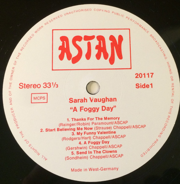 Sarah Vaughan - A Foggy Day | Astan (20117) - 3 Sarah Vaughan - A Foggy Day | Astan (20117) - 3