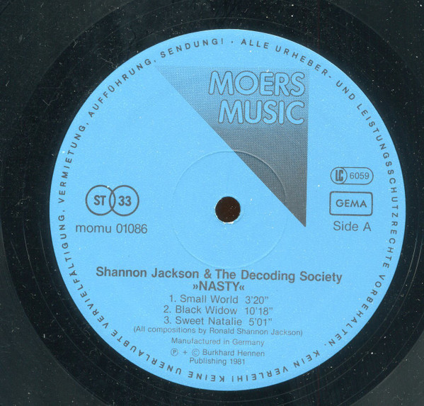 Ronald Shannon Jackson And The Decoding Society - Nasty | Moers Music (Moers Music 01086) - 3 Ronald Shannon Jackson And The Decoding Society - Nasty | Moers Music (Moers Music 01086) - 3