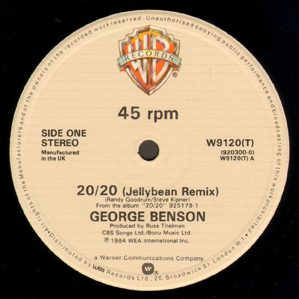 George Benson - 20/20 (Jellybean Remix) | Warner Bros. Records (W9120(T)) - 2