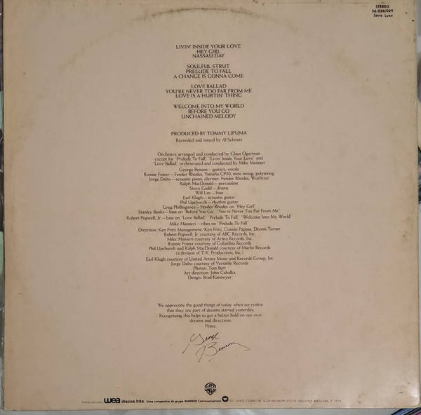 George Benson - Livin' Inside Your Love | Warner Bros. Records (26.028/029) - 2
