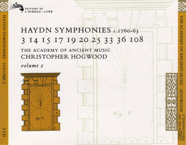 Joseph Haydn - The Academy Of Ancient Music , Christopher Hogwood - Symphonies C. 1760–63 / 3 14 15 17 19 20 25 33 36 108 / Volume 2 | L'Oiseau-Lyre (436 592-2) - 4