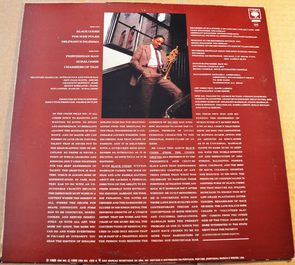 Wynton Marsalis - Black Codes (From The Underground) | CBS (26686) - 2