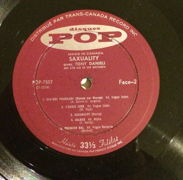 Tony Danieli Et Son Orchestre - Saxuality | Disques Pop (POP-7507) - 4 Tony Danieli Et Son Orchestre - Saxuality | Disques Pop (POP-7507) - 4