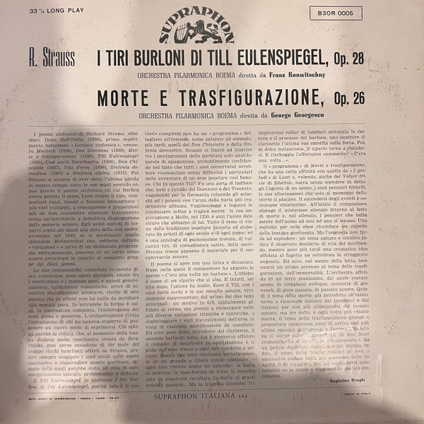 Richard Strauss , The Czech Philharmonic Orchestra - I Tiri Burloni di Till Eulenspiegel | Supraphon Italiana S.r.l. (B03R 0005) - 2 Richard Strauss , The Czech Philharmonic Orchestra - I Tiri Burloni di Till Eulenspiegel | Supraphon Italiana S.r.l. (B03R 0005) - 2