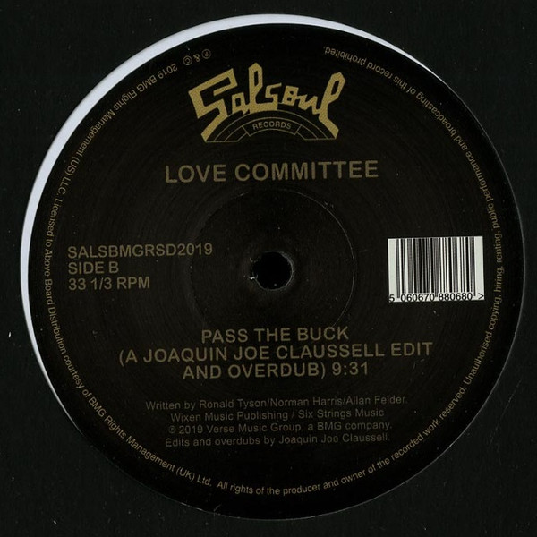 Love Committee - Pass The Buck | Salsoul Records (SALSBMGRSD2019) - 2