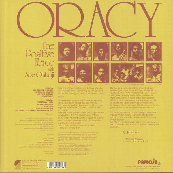 The Positive Force With Ade Olatunji - Oracy | Pamoja Records (7052N5) - 2 The Positive Force With Ade Olatunji - Oracy | Pamoja Records (7052N5) - 2
