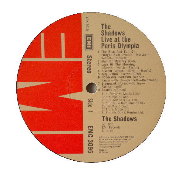 The Shadows - Live At The Paris Olympia | EMI (EMC 3095) - 3