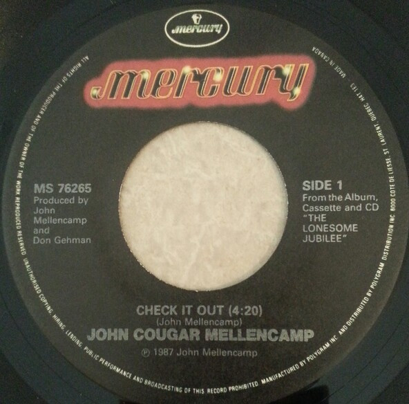 John Cougar Mellencamp - Check It Out (7") [Vinyl] | Mercury (MS 76265) - 2