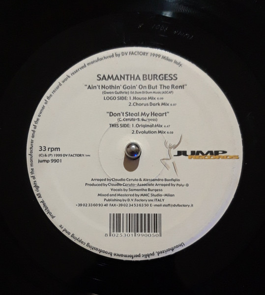 Samantha Rose Burgess - Ain't Nothin' Goin' On But The Rent / Don't Steal My Heart | Jump Records (JUMP 9901) - main Samantha Rose Burgess - Ain't Nothin' Goin' On But The Rent / Don't Steal My Heart | Jump Records (JUMP 9901) - main