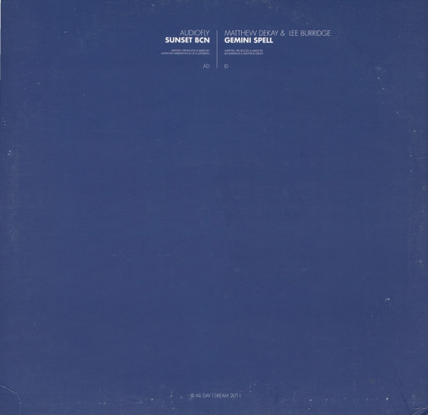 Audiofly / Matthew Dekay & Lee Burridge - Sunset BCN / Gemini Spell | All Day I Dream (ADID-001) - 2
