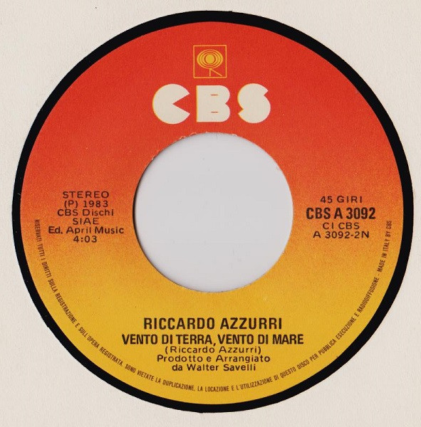 Riccardo Azzurri - Amare Te | CBS (CBS A 3092) - 4