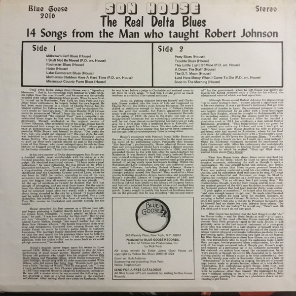 Son House - The Real Delta Blues (14 Songs From The Man Who Taught Robert Johnson) | Blue Goose Records (BG-2016) - 2