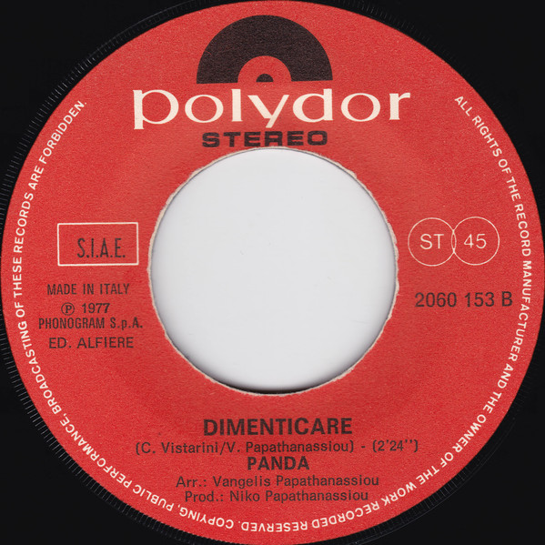Panda - Notturno / Dimenticare | Polydor (2060 153) - 4