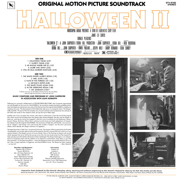 John Carpenter In Association With Alan Howarth - Halloween II (Original Motion Picture Soundtrack) | Varèse Sarabande (STV 81152) - 2 John Carpenter In Association With Alan Howarth - Halloween II (Original Motion Picture Soundtrack) | Varèse Sarabande (STV 81152) - 2