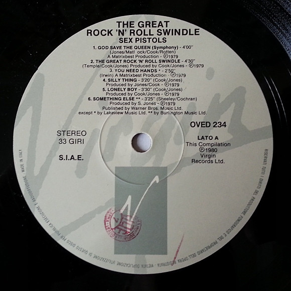 Sex Pistols - The Great Rock 'N' Roll Swindle | Virgin (OVED 234) - 3
