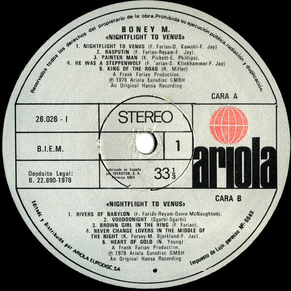 Boney M. - Nightflight To Venus | Ariola (26.026-I) - 4