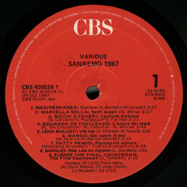 Various - Sanremo '87 | CBS (CBS 450528 1) - 3