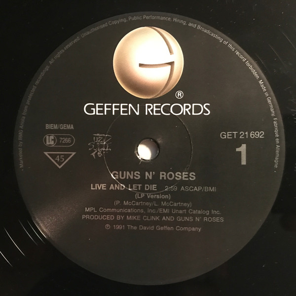 Guns N' Roses - Live And Let Die | Geffen Records (GET 21692) - 3