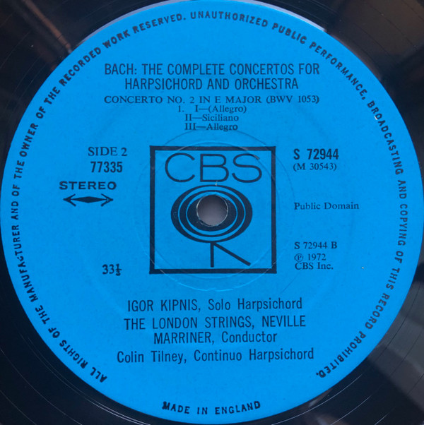 Igor Kipnis , The London Strings , Sir Neville Marriner , Johann Sebastian Bach - Bach: The Complete Concertos For Harpsichord And Orchestra | CBS (77335) - 2