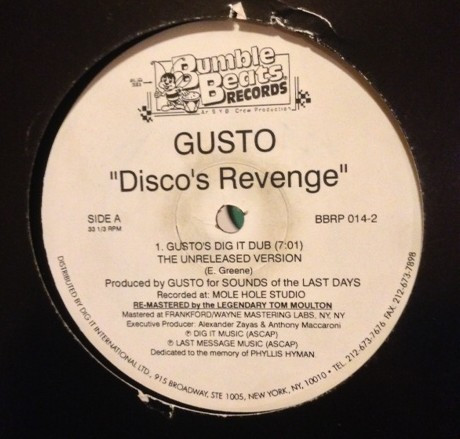 Gusto - Disco's Revenge | Bumble Beats Records (BBRP 014-2) - main