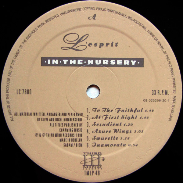 In The Nursery - L'Esprit | Third Mind Records (TMLP 48) - 3