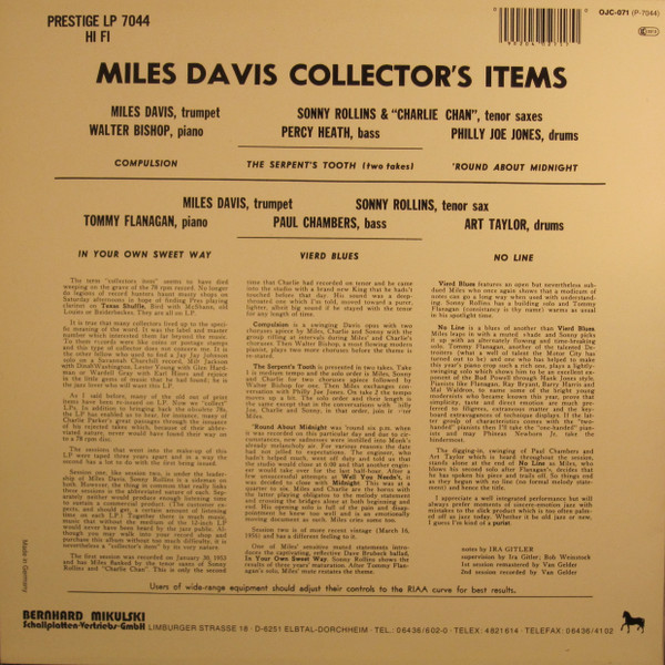 Miles Davis - Collectors' Items | Original Jazz Classics (OJC-071) - 3 Miles Davis - Collectors' Items | Original Jazz Classics (OJC-071) - 3