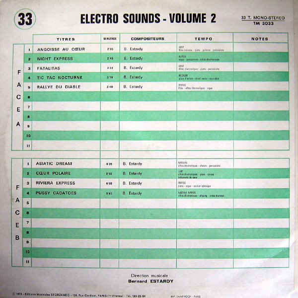 Bernard Estardy - Electro Sounds Volume 2 | Tele Music (TM 3033) - 2