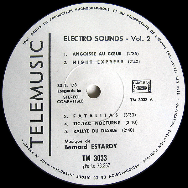 Bernard Estardy - Electro Sounds Volume 2 | Tele Music (TM 3033) - 3