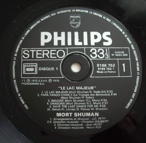 Mort Shuman - Succes 2 Disques Le Lac Majeur Papa-Tango-Charly | Philips (6620 069) - 4 Mort Shuman - Succes 2 Disques Le Lac Majeur Papa-Tango-Charly | Philips (6620 069) - 4