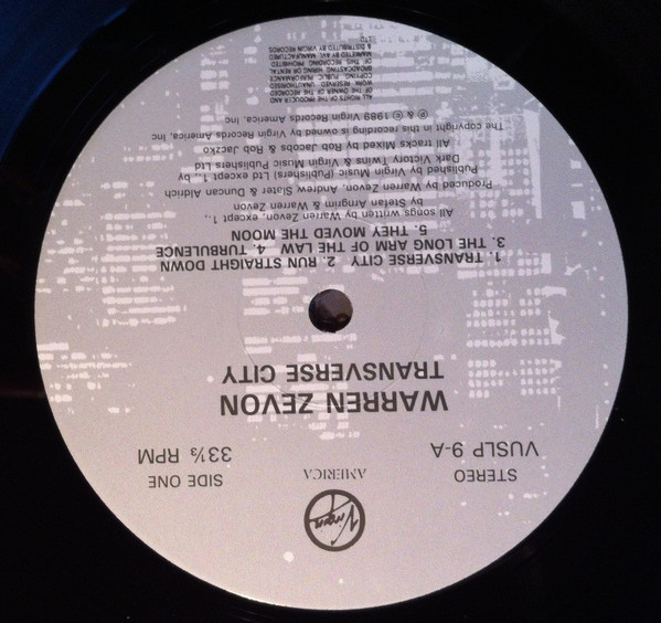 Warren Zevon - Transverse City | Virgin America (VUSLP 9) - 4