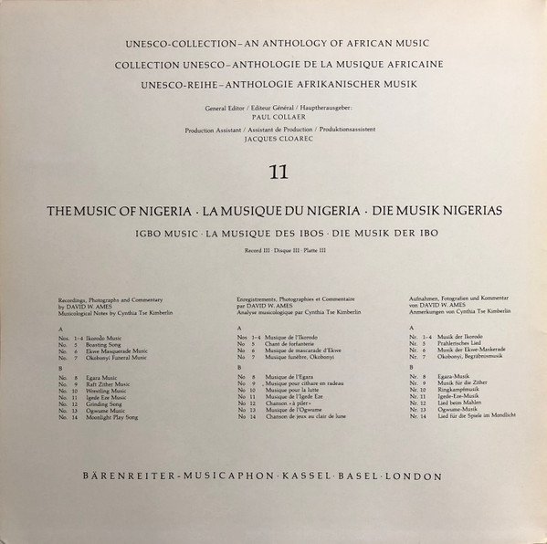 Ibo - Nigeria III Igbo Music | Bärenreiter-Musicaphon (BM 30 L 2311) - 3 Ibo - Nigeria III Igbo Music | Bärenreiter-Musicaphon (BM 30 L 2311) - 3