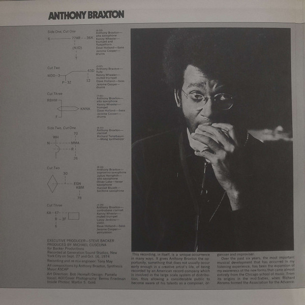 Anthony Braxton - New York, Fall 1974 | Arista (AL 4032) - 3 Anthony Braxton - New York, Fall 1974 | Arista (AL 4032) - 3