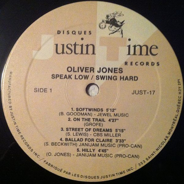 Oliver Jones - Speak Low Swing Hard | Justin Time (JUST-17) - 3 Oliver Jones - Speak Low Swing Hard | Justin Time (JUST-17) - 3