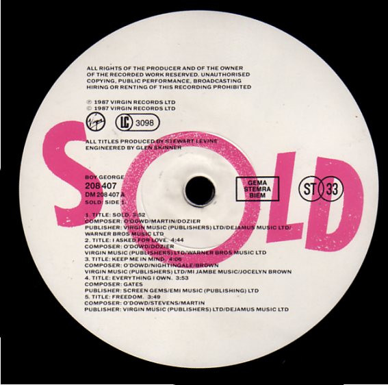 Boy George - Sold | Virgin (208 407) - 3 Boy George - Sold | Virgin (208 407) - 3