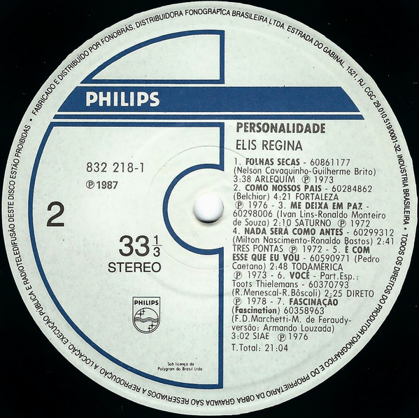 Elis Regina - Personalidade | Philips (832 218-1) - 4 Elis Regina - Personalidade | Philips (832 218-1) - 4