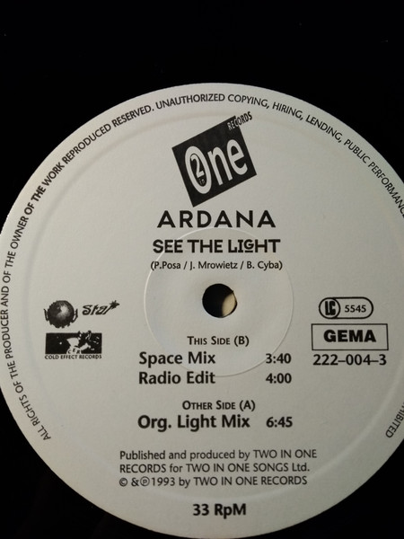 Ardana - See The Light | Two In One Records (222-004-3)