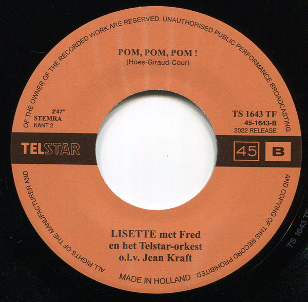 Lisette - Pom, Pom, Pom / Speel Niet Met M'n Hart | Telstar (TS 1643 TF) - 4