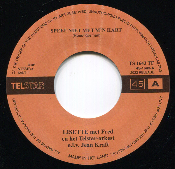 Lisette - Pom, Pom, Pom / Speel Niet Met M'n Hart | Telstar (TS 1643 TF) - 3