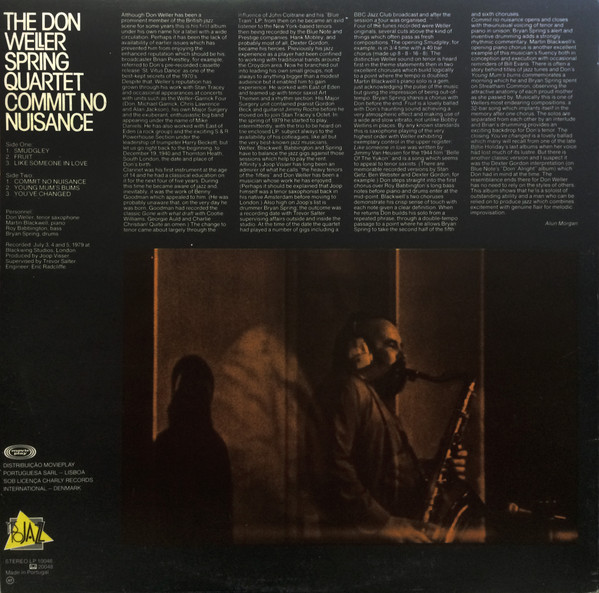 The Don Weller Spring Quartet - Commit No Nuisance | Yes To Jazz (10048) - 2