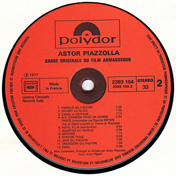 Astor Piazzolla - Armaguedon (Bande Originale Du Film) | Polydor (2393 154) - 4 Astor Piazzolla - Armaguedon (Bande Originale Du Film) | Polydor (2393 154) - 4