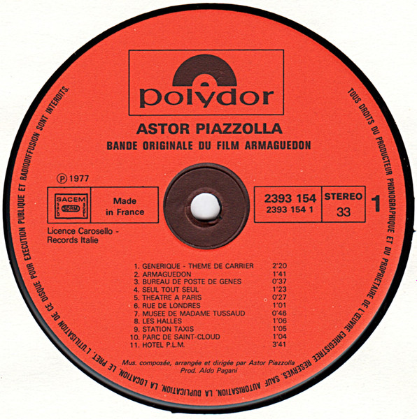 Astor Piazzolla - Armaguedon (Bande Originale Du Film) | Polydor (2393 154) - 3 Astor Piazzolla - Armaguedon (Bande Originale Du Film) | Polydor (2393 154) - 3