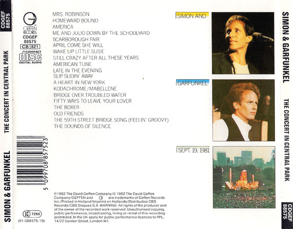 Simon & Garfunkel - The Concert In Central Park | Geffen Records (CDGEF 88575) - 2
