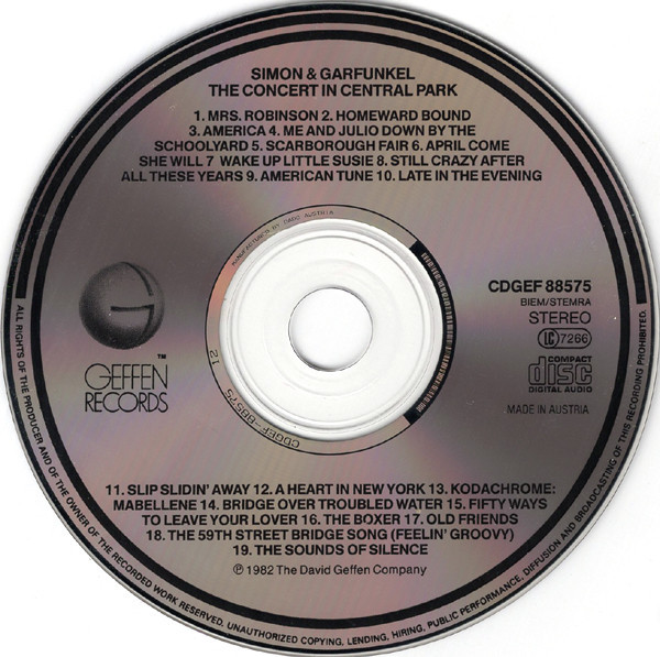 Simon & Garfunkel - The Concert In Central Park | Geffen Records (CDGEF 88575) - 3