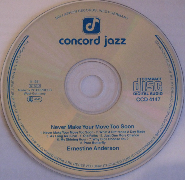 Ernestine Anderson - Never Make Your Move Too Soon | Concord Jazz (CCD-4147) - 3