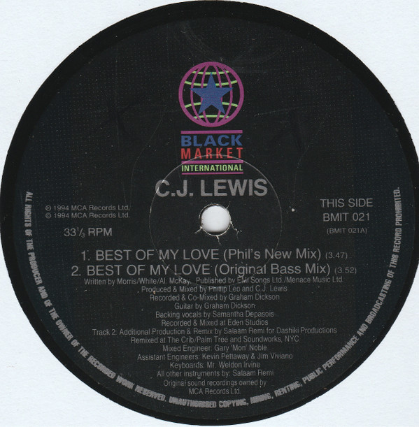 CJ Lewis - Best Of My Love | Black Market International (BMIT 021) - 2